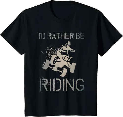 Vista 46 de Camiseta gráfica I'd Rather Be Riding ATV Quad Racing Rider de 4 ruedas, Negro