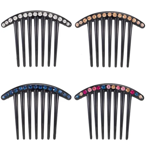 Vista 11 de Peine lateral de perlas para mujer, peines de pelo con diamantes de imitación, 7 dientes, accesorios de cristal vintage, accesorios para tocados