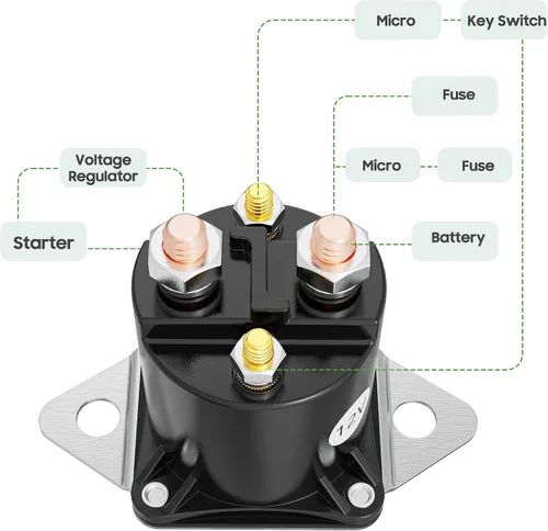 Vista 5 de 10L0L Solenoide de 12 V para Club Car DS y Precedent Gas 1984-up, 4 terminales Golf Cart Club Car Starter Solenoid 1013609,1012275,1117