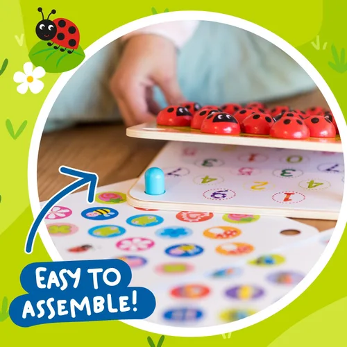 Vista 8 de Nene Toys Juego de Memoria del Jardín de la Mariquita – Juegos de Emparejar de Madera para Niños Pequeños de 3-5 – Juguete de Viaje para Niños