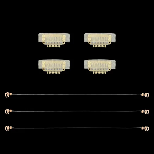 Vista 8 de 3 piezas de línea de pesca de alambre elástico invisible con 4 clips de peluca adhesivos para extensiones de cabello (negro)