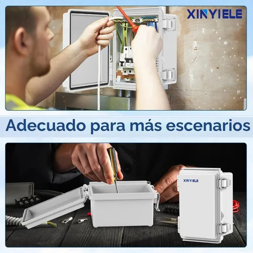 Vista 6 de Caja de conexiones de plástico ABS impermeable para proyectos al aire libre, IP67, resistente a la intemperie, a prueba de polvo con cubierta