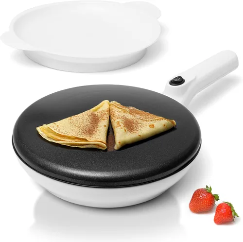 Vista 10 de Moss & Stone Máquina Eléctrica para Crepas – Sartén Portátil para Crepas de 8" Antiadherente con Plato de Inmersión, Apagado Automático, Interruptor