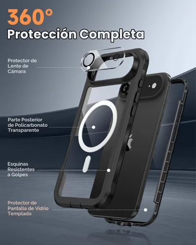Vista 2 de seacosmo Funda para iPhone Air, Parachoques de Cuerpo Completo con Pantalla de Vidrio Templado 9H Integrada y Protector de Lente de Cámara