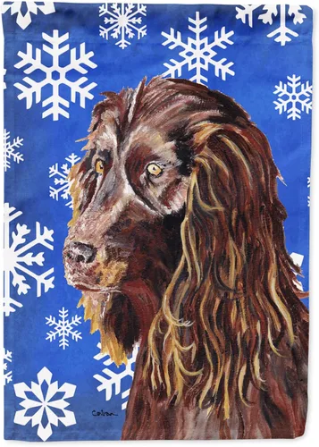 Vista 130 de Caroline's Treasures SC9374GF Bulldog English Snow flakes Holiday Garden Flag Buzón Bandera decorativa para patio exterior, patio, obras de arte