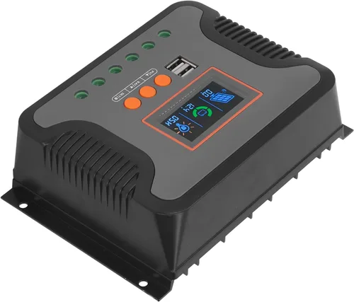 Vista 6 de PWM Controlador de carga solar, 60A 12V 24V 36V 48V 2 Puerto USB Pantalla LCD ajustable AGM Gel Inundado Batería de Litio.