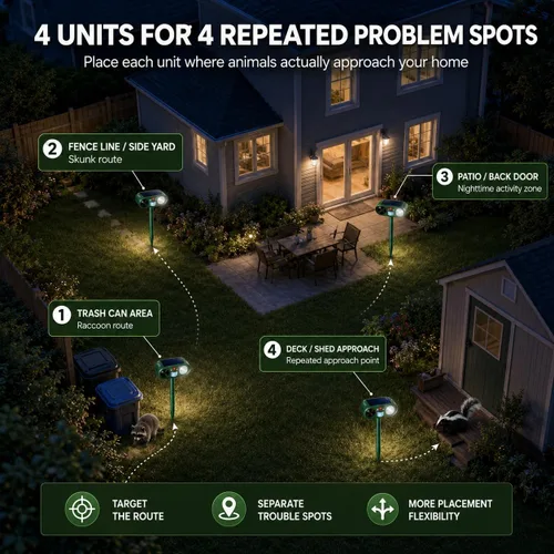 Vista 9 de 0601 Sonic Fortress Pro - Dispositivos repelentes de ciervos, repelente solar ultrasónico de animales con sensor de movimiento y luz de flash, carga