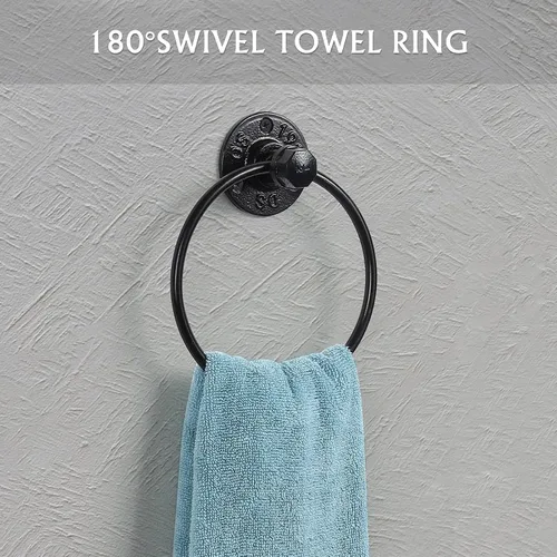 Vista 4 de Juego de accesorios de baño industriales para toallas con toallero de papel, soporte para toallas de mano, soporte para toallas de mano, soporte