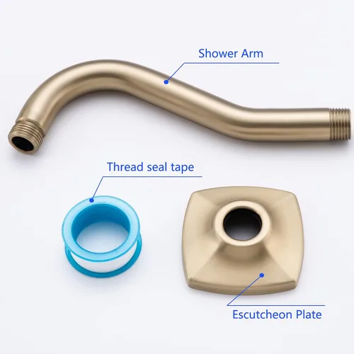 Vista 6 de SWHYGER - Extensión de brazo de ducha en ángulo de 8 pulgadas con brida, repuesto de brazo de regadera curvado de acero inoxidable SWHYGER dorado
