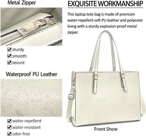 Vista 2 de Bolsa para laptop para mujer de 15.6 pulgadas, bolsa de piel, bolsa de trabajo