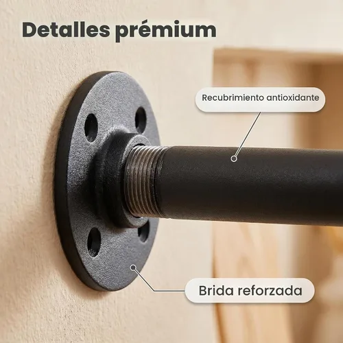 Vista 5 de Homeyeeng - Perchero de ropa de tubo industrial para montar en pared para colgar ropa, perchero de ropa de pared de alta resistencia que ahorra