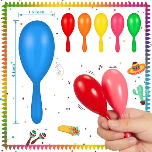 Vista 2 de 6 Pcs 4 Inch Mini Maracas Shakers for Kids, Colorful Plastic Rhythm Instruments, Classroom Music Supplies, Party Favors, Preschool Musical Toys