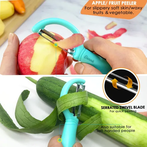 Vista 5 de GANNK Peladores de papas para cocina, pelador Y para manzana, fruta, zanahoria, calabacín, pepino, papas, pelador de verduras de buen agarre que