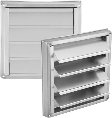 Vista 8 de Yosoo Rejilla de ventilación de aire de pared, acero inoxidable cuadrado secadora extractor extractor salida de ventilador plata para un máximo