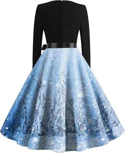 Vista 3 de Vestidos de Navidad de los años 50 para mujer, Audrey Hepburn de los años 60, vestido de cóctel, graduación, vestido de té, vestido fluido elegante
