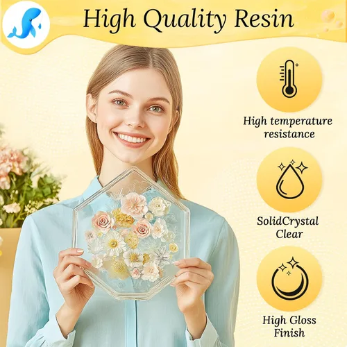 Vista 6 de Kit de resina epoxi JHKL RESIN 1 galón transparente, sin burbujas y sin amarillamiento para fundición y recubrimiento, para mesa, resina epoxi