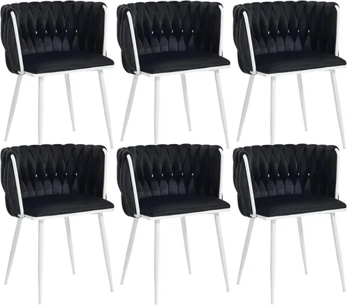 Vista 31 de Juego de 2 sillas de comedor de terciopelo, sillas tapizadas tejidas para sala de estar, sillas modernas de cocina y comedor, sillas decorativas