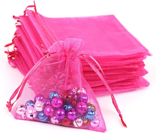 Vista 15 de Lautechco 100 bolsas de organza – 4 x 6 pulgadas, bolsas de regalo de malla beige con cordón para Navidad