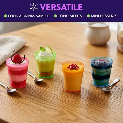 Vista 8 de Party Essentials Vasos de disparo de plástico duro de 2 onzas, 40 unidades, neón surtidos