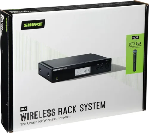 Vista 2 de Shure BLX24R/B58 Sistema de micrófono inalámbrico - Batería de 14 horas, rango de 300 pies, UHF Micrófono vocal de mano BETA 58A, receptor