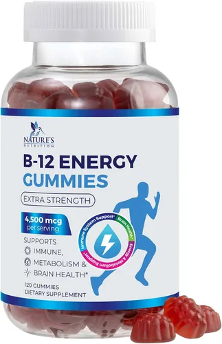 Vista 10 de Gomitas energéticas B12 – 4500 mcg de vitamina B12 por porción – Suplemento B12 masticable extra fuerte para energía, metabolismo y apoyo