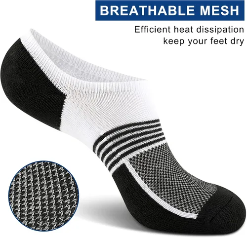Vista 5 de COOVAN Calcetines acolchados invisibles para hombre, calcetines deportivos de corte bajo para hombre, calcetines cortos antideslizantes con agarres