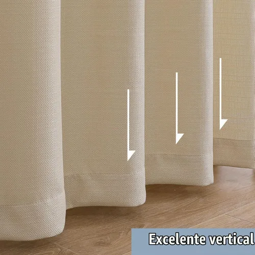 Vista 9 de Cortinas de lino para dormitorio y sala de estar de 96 pulgadas de largo, juego de 2 paneles, con bolsillo para cortinero, filtrado de luz, textura