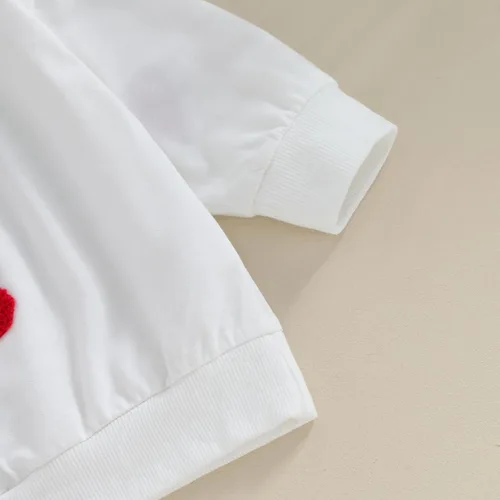Vista 6 de SOLILOQUY Traje de San Valentín para bebé, niña, niño, amor, estampado de corazón, sudadera de manga larga, sudadera de otoño para bebé