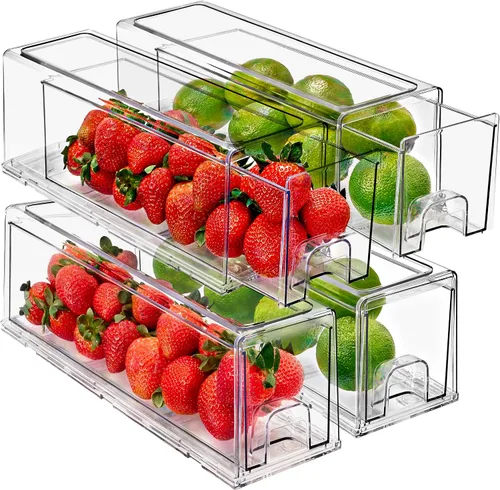 Vista 8 de Sorbus - Cajones para refrigerador, transparentes, apilables, contenedores organizadores extraíbles para cocina, congelador, tocador