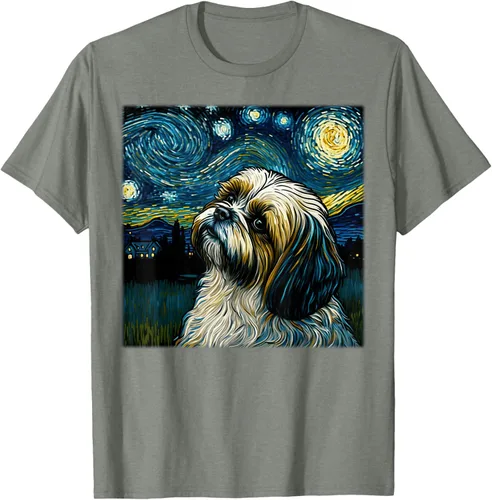 Vista 64 de Camiseta Surrealism Starry Night Shih Tzu Dog