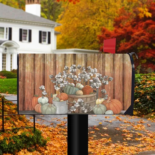 Vista 2 de Briarwood Lane Cubierta para buzón de otoño de calabazas y sauces
