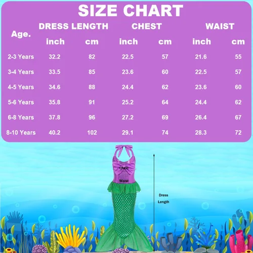 Vista 7 de Disfraz de sirena para niñas, disfraz de Halloween para niñas, disfraz de princesa Ariel, fiesta de cumpleaños