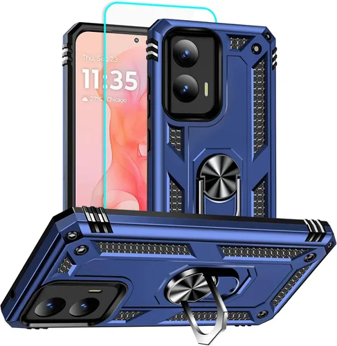 Vista 17 de HNHYGETE Funda para Motorola Edge 2025 con protector de pantalla: soporte giratorio de grado 360° (antideslizante) protección contra caídas y golpes