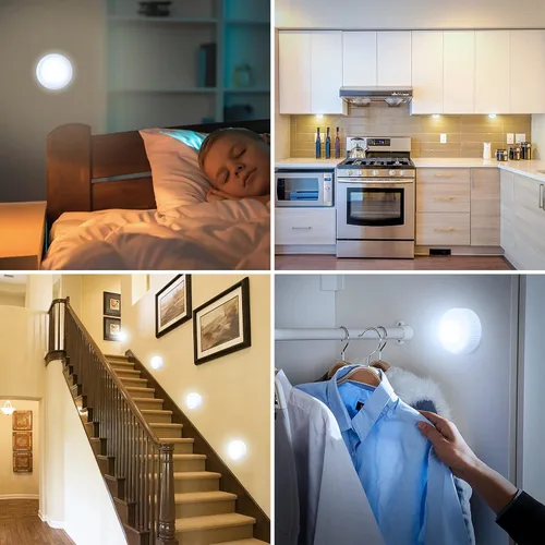 Vista 7 de EverBrite Luz de grifo, luz de empuje, luces LED de disco con 12 colores RGB, luz táctil inalámbrica debajo del gabinete, luz nocturna de 80 lúmenes