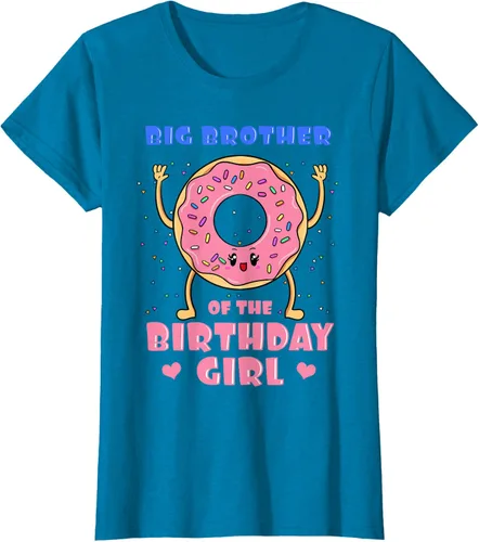 Vista 88 de Big Brother Of The Birthday Girl Donut Bday Party Bro Sib Camiseta, Negro, S