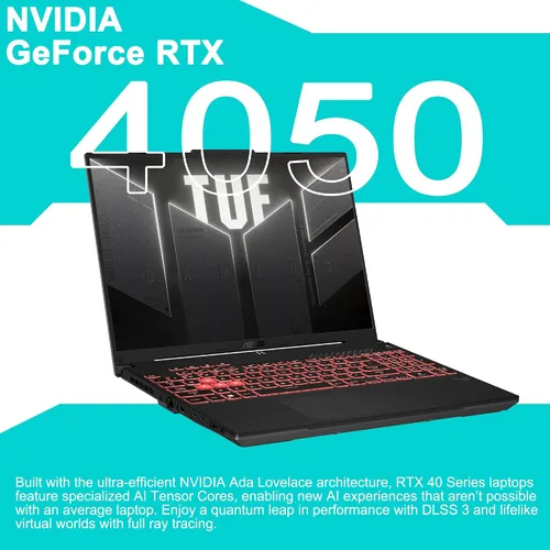 Vista 4 de ASUS TUF Gaming A16 Laptop de 16 pulgadas WUXGA IPS 144Hz AMD 6 núcleos Ryzen 7 7445HS 16GB RAM 1TB SSD GeForce RTX 4050 (hasta 194 AI Tops) RGB