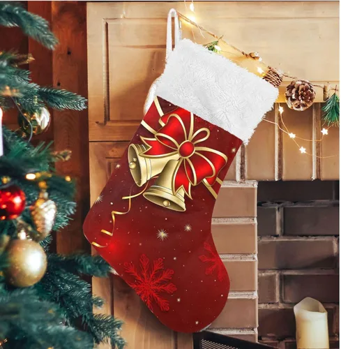 Vista 12 de ALAZA Calcetines de Navidad, copos de nieve, clásicos de invierno, decoraciones de calcetines grandes personalizados para la temporada de vacaciones