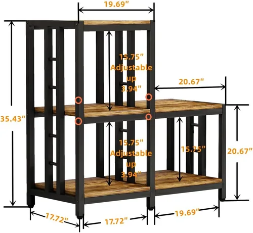 Vista 2 de Mini soporte para refrigerador con almacenamiento, gabinete negro para barra de café con espacio para mini refrigerador, soporte para microondas