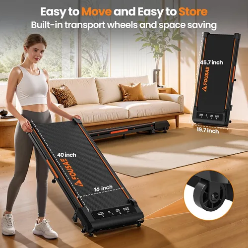 Vista 10 de Walking Pad, FOUSAE 6.2MPH Under Desk Walking Pad with 10% Incline, Treadmills for Home with Double Frame, 2.75HP Brushless Drive Treadmill, 12 HIIT