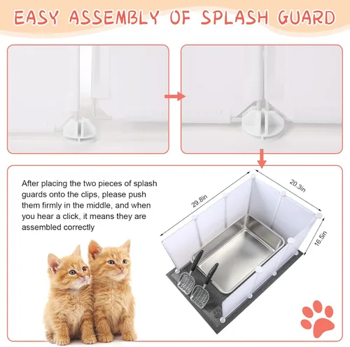 Vista 6 de Juego de 2 cajas de arena gigantes extra grandes de acero inoxidable para gatos (24 x 16 x 6 pulgadas) con 2 cucharas de arena de metal para gatos