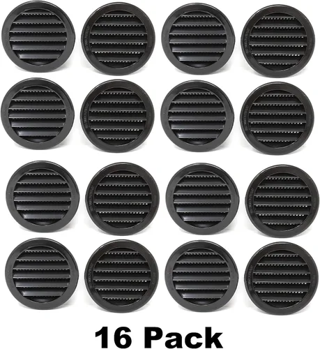Vista 2 de Cubierta de rejilla de ventilación de aire de 3" redonda de plástico con persiana para reptiles, Soffit (16, Negro)