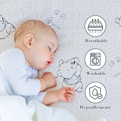 Vista 4 de Colchón Pack and Play, colchón de espuma viscoelástica de gel transpirable de 38 x 26 pulgadas para bebé pequeño, colchón de doble cara para Pack n