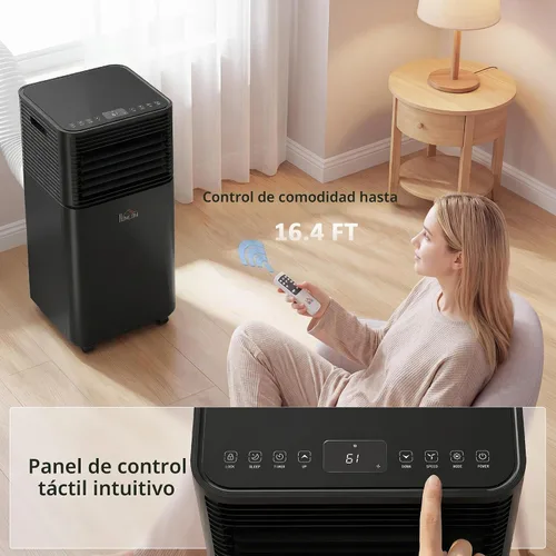 Vista 5 de HOMCOM Aire acondicionado portátil de 8000 BTU para habitaciones de hasta