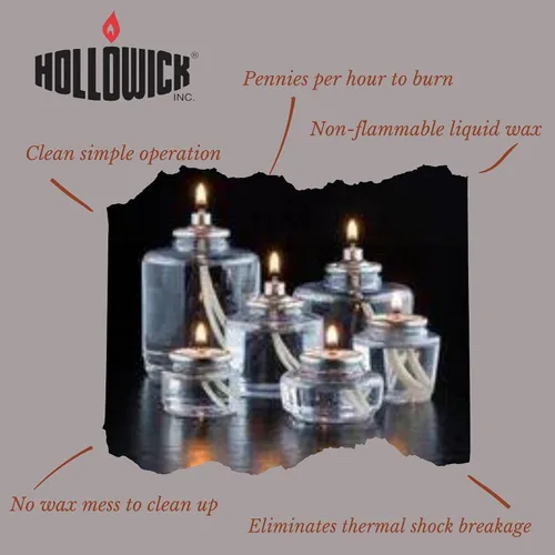 Vista 4 de Hollowick Velas líquidas desechables, 12 horas, para uso en portavelas de vidrio con base para velas de té, luces de mesa para restaurantes y bodas