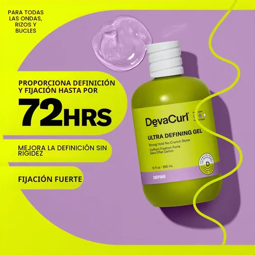 Vista 2 de DevaCurl Gel Ultra Defining Strong Hold No-Crunch Styler Fórmula no descamada Antiadherente