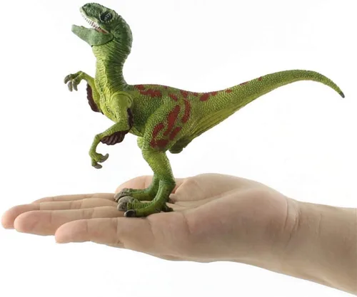 Vista 6 de Figura de velociraptor de dinosaurio con mandíbula móvil y manos Detail Raptor Action Figure Toy Gift and Dinos World Collection Toys for Birthday