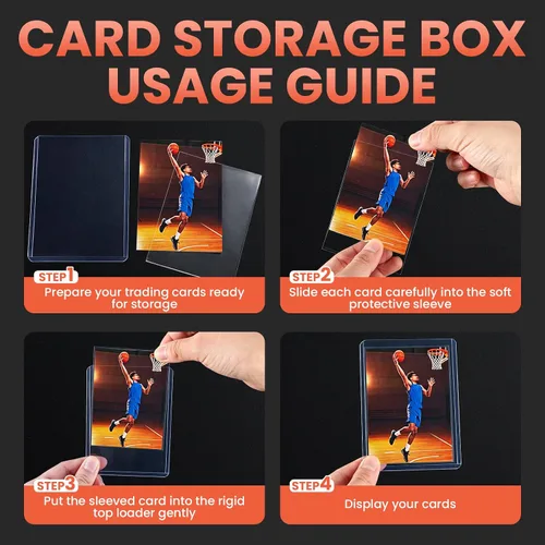 Vista 5 de 200 fundas para tarjetas de plástico duro, 3 x 4 pulgadas para tarjetas, tarjeteros de béisbol, protectores de tarjetas coleccionables para tarjetas