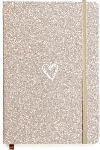 Vista 9 de Bling - Cuaderno A5, cuaderno rayado A5, bloc de notas para niñas y mujeres, bonito diseño de corazón con purpurina, cuaderno de tapa dura con rayas