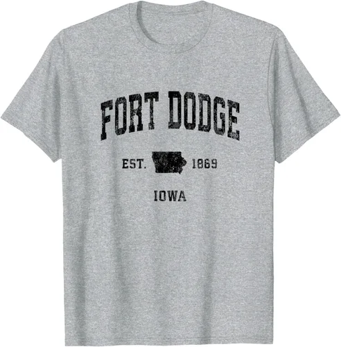 Vista 8 de Fort Dodge Iowa IA - Camiseta deportiva clásica negra con diseño deportivo, Gris