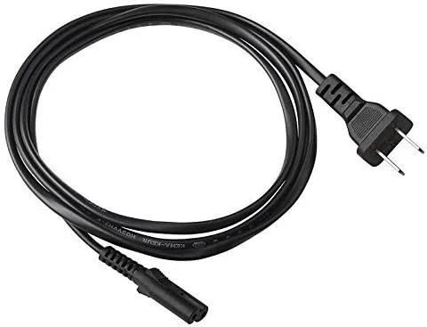 Vista 5 de Cable de alimentación de repuesto de 6 pies, cable de pared de CA de 2 puntas, cable de alimentación de 2 ranuras para impresora HP Envy 100 114 120